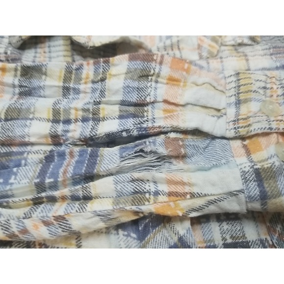 American Sweetheart Womens Plaid Long Sleeve Button Up Distressed Shirt - Picture 3 of 9